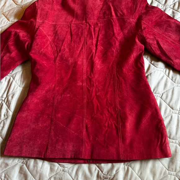 Jessi Lee Red Suede Leather Hip-length Jacket Women’s Size M Vintage Full Zip - Picture 15 of 15